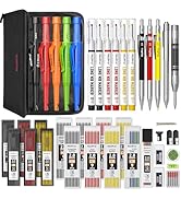 Nicpro 44 Pack Carpenter Pencil Set with Sharpener, CP3000 Construction Pencil with Refills, Deep...