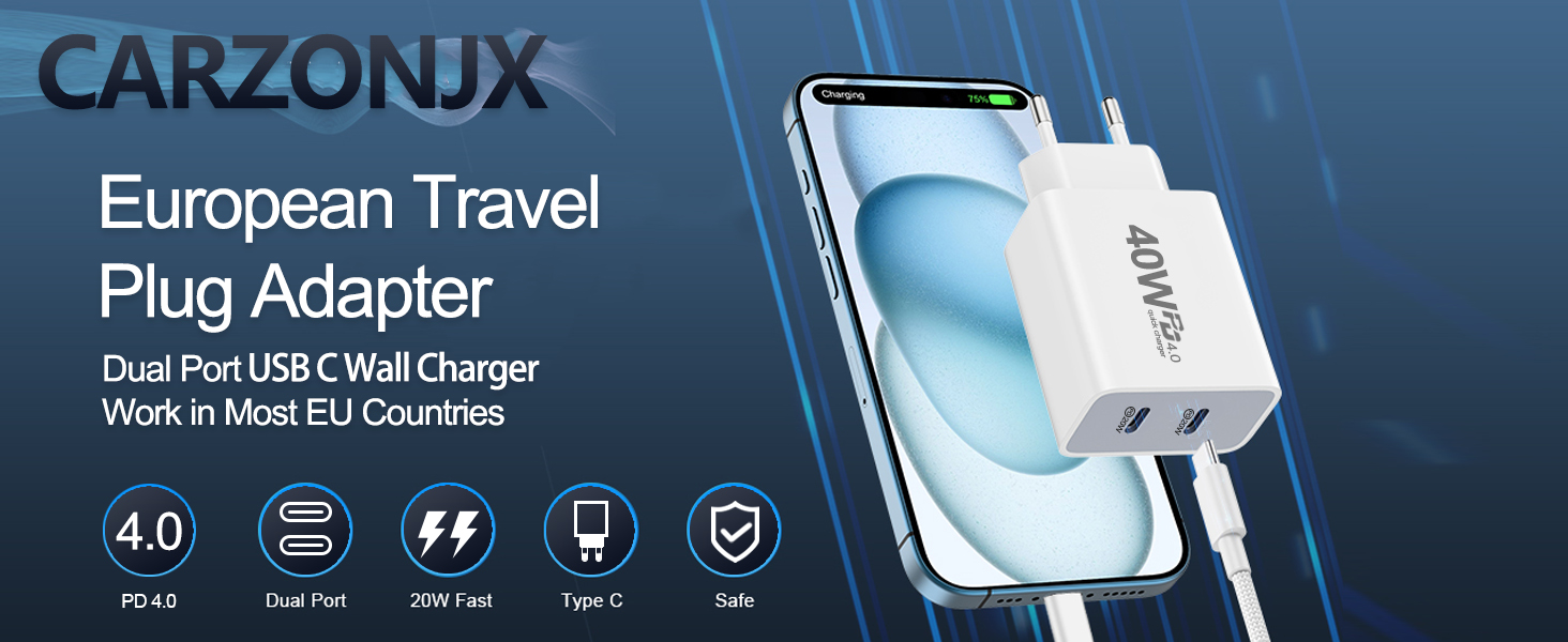 european travel plug adapter usb c