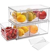shopwithgreen Refrigerator Organizer Bins with Pull-out Drawer, Drawable Clear Fridge Drawer Orga...
