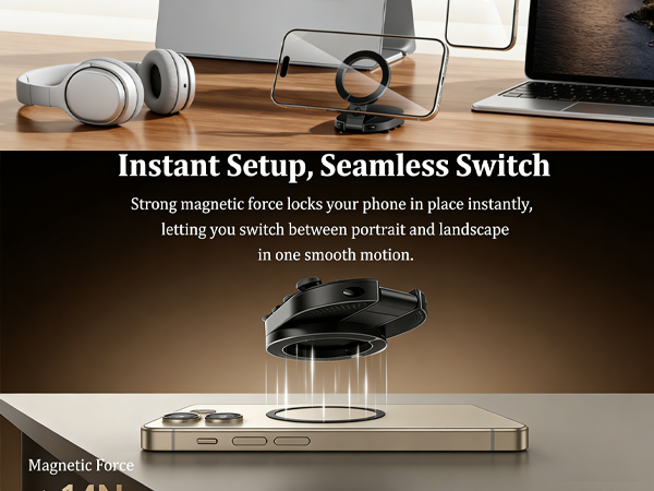3-in-1 Magnetic Suction Cup Phone Mount with Suction
