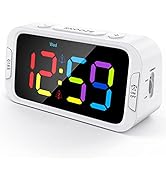 Odokee Dual Colorful Alarm Clock for Kids Bedroom - 0-100% Dimmer, 5 Alarm Sounds, USB Charger, E...