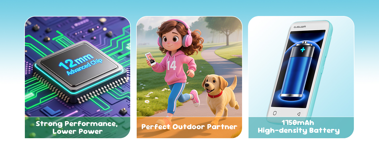 Kids’ MP3 player with 12nm chip, 1750mAh battery, strong performance for outdoor use