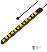 Metal 12 Outlet Mountable Power Strip, 2100J Surge Protector with Heavy Duty 10ft Extension Cord,...