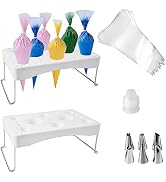 DUALSHINE 2 Packs Piping Bag Holder Shelf Cake Decorating Icing Bag Stand 12-Cavity Cream Bag Hol...