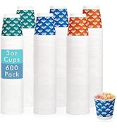 [600 Pack] 3oz Paper Cups, Disposable Bathroom Cups, Small Mouthwash Cups, Espresso Cups, Orange ...