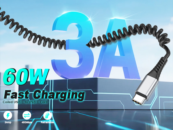 coiled usb c to usb c cable