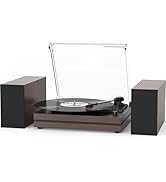 Record Player with Two External Speakers Belt-Drive Turntable for Vinyl Records Dual Stereo Speak...