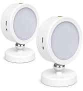 Horta 2 PCS USB Rechargeable Nightlight,3 Color Adjustable Wall Light,White | 360° Rotatable Magn...