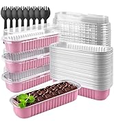 Tikxlafe 6.8 oz Rectangular Mini Baking Pan with Lid, Mini Cake Mould 50 Pack, Disposable Mini Ba...