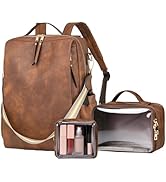 Dora &amp; Liz Laptop Backpack for Women, Leather Travel Backpack with 15.6 Inch Laptop Compartment, ...