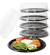 Heavy Duty, Recyclable 16 In. Serving Tray and Lid 5pk. Large, Black Plastic Party Platters with ...