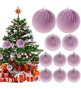 ZningEsxi 10pcs Velvet Christmas Ornaments Ball Mixed Size Handmade Fabric Xmas Hanging Balls Del...