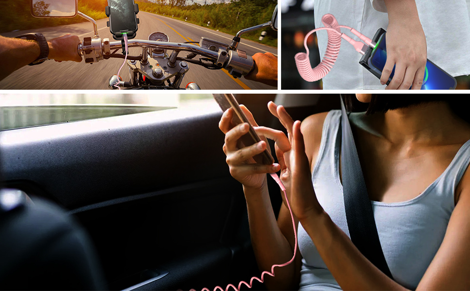 coiled iphone cable carplay