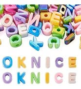 FASHEWELRY 48Pcs 20mm Large Letter Beads for Paracord, Acrylic Rainbow Large Hole Alphabet Beads ...