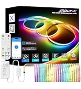 MIWISE RGB Smart IC COB LED Strip Light,20ft Color Chasing Flexible LED Tape Light,WS2811 Address...