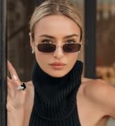 SOJOS Small Trendy Rectangle Sunglasses Womens Mens, Retro 80s 90s Y2k Chic Narrow Thin Skinny Su...