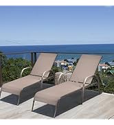 Giantex 2 Pack Patio Lounge Chair, Outdoor Chaise Lounge with 5 Adjustable Backrest, Sturdy Steel...
