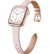 Charlam Slim Leather Band Compatible with Apple Watch Band 40mm 38mm 41mm 42mm 44mm 45mm 49mm Wom...