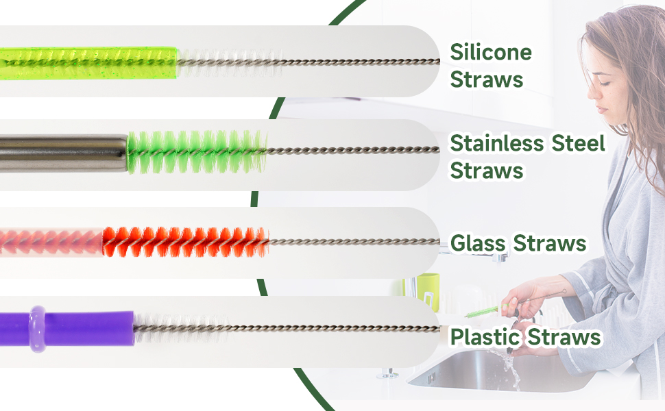 Multi functional straw cleaning brush