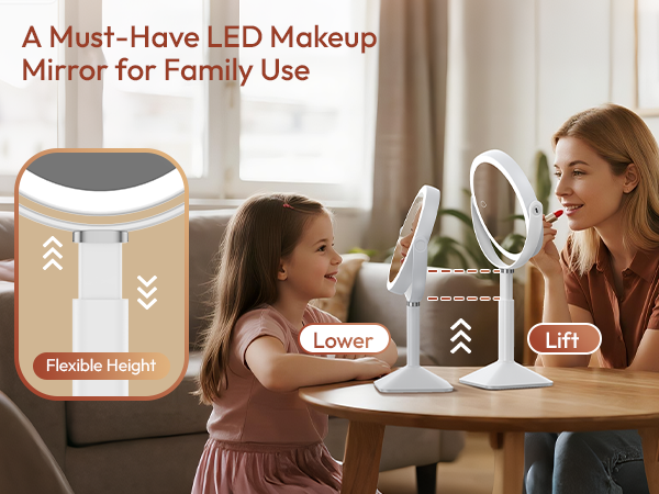 led adjustable makeup mirror
