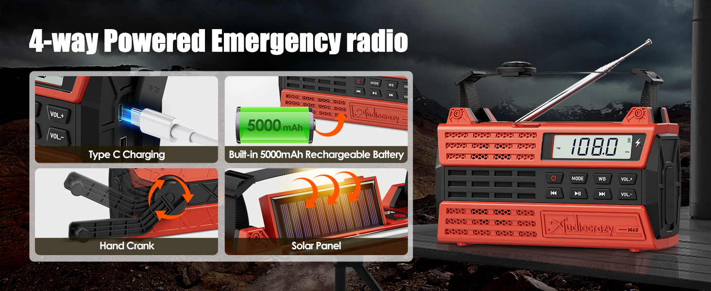 crank radio flashlight cell phone charger