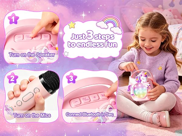 kids karaoke machine for kids microphone mini unicorn gifts for girls 4-6 gifts for 4 year old girl
