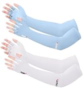 Qeedy 2 Pairs UV Protection Gloves - Non Slip Sun Protection Gloves Sunblock Gloves Summer Outdoo...