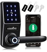 GEKRONE Smart Fingerprint Lock with Lever Handle, Keypad Touchscreen Keyless Entry Front Door Kno...
