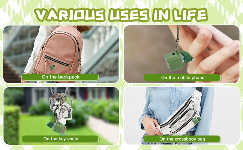 Easily attaches to your keys, bag or backpack. Uses as a comfort tool or fun accessory.