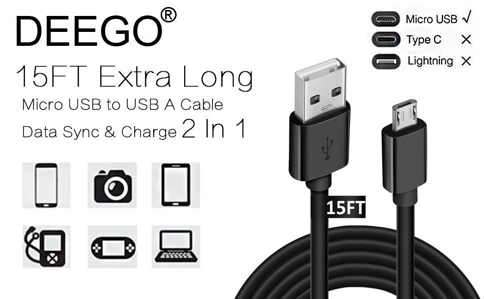 15FT Extra Long Micro USB Cable