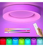 Annaror 16 Inch RGB Led Flush Mount Ceiling Light with Remote Control, 36w Dimmable Ceiling Light...