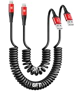Coiled Lightning Cable, iPhone Charger Cable 3FT/6FT for CarPlay