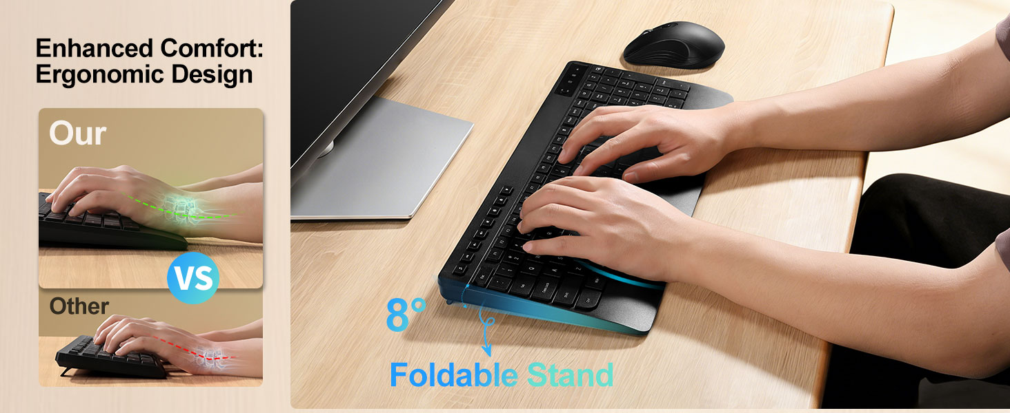 built-in wrist rest and foldable stand