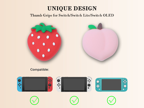 Switch joycon thumb grips strawberry peach