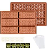 Fimary 2 Pcs Break Apart Chocolate Molds Silicone Deep Stuffed Candy Bar Molds Silicone Shapes, S...