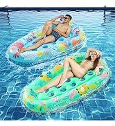 LUSARRYWILL 2 Pack Pool Floats Adult, 72"X42" Ultra Size with Headrest, Cooling Holes, Giant Pool...