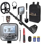 16 inch Depth Metal Detector for Adults,19.2 kHz Professional Metal Detector Kit with Pinpointer ...