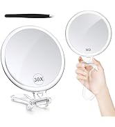 B Beauty Planet 30X Magnifying Mirror for Travel with Handle, Double-Sided 1X/30X Magnification H...