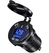 GemCoo 12V USB C Charge Socket, Dual 45W PD 18W QC3.0 12V USB Car Charge Outlet with Switch Voltm...