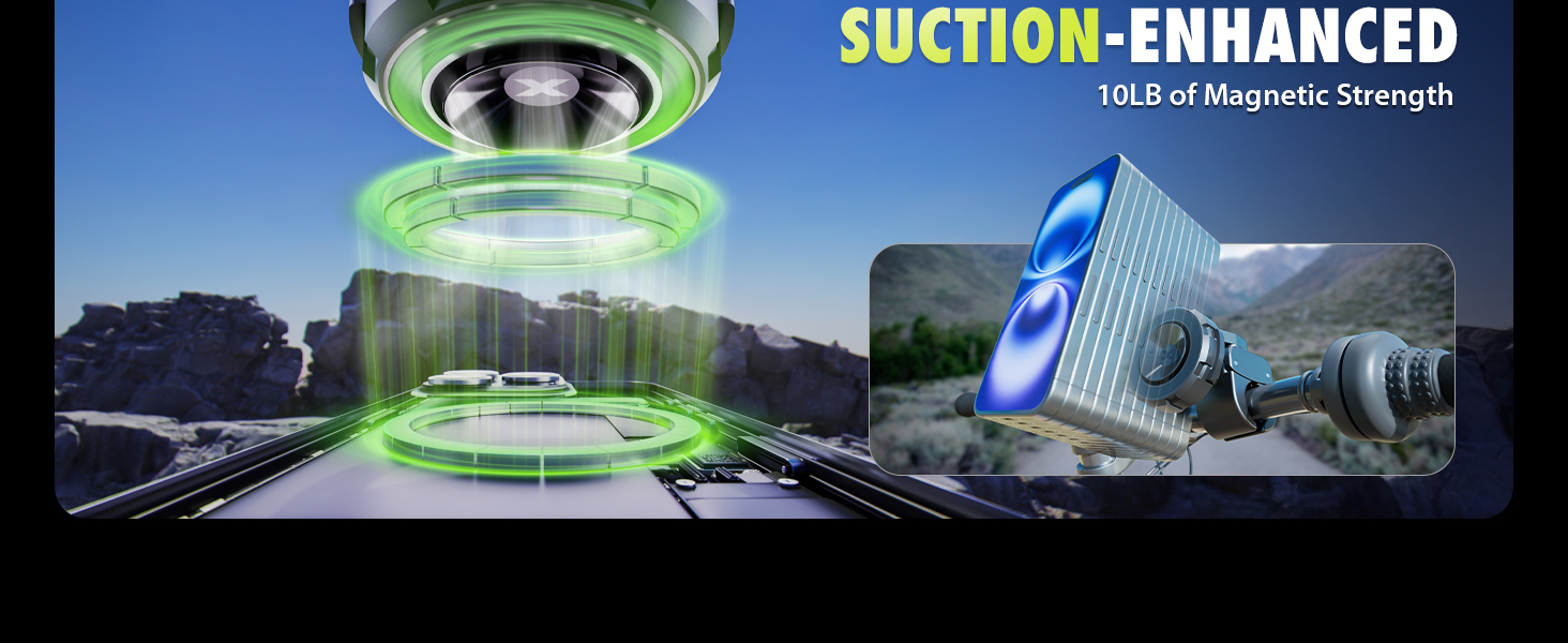Suction enhanced magnetic hold