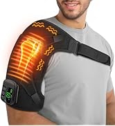 Carecomfi Cordless Electric Heated Massage Shoulder Wrap Pad with 3 Vibration and Heat Settings H...