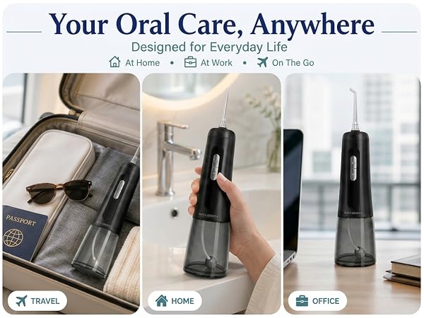 Wellooriya portable water flosser for home, work, and travel