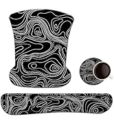 AIMSA Mouse Pad Wrist Support Set Keyboard Wrist Rest, Ergonomic Memory Foam Non-Slip Base Easy T...