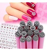 Nail Art Stamp Pen Set - 15pcs Professional Nail Stamping Kit with Floral Patterns, Silicone Tool...