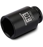 MIXPOWER 1/2" Drive Deep Impact Socket, CR-MO, 36 mm, METRIC, 6 Point, Axle Nut Impact Grade Sock...