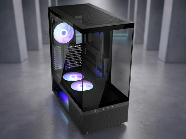 Includes pre-installed 1x 120mm rear and 2x 120mm bottom ARGB PWM fans.