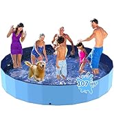 Bilibara 107'' Foldable Dog Pool, Kiddie Pool, Heavy Duty Non-Slip Plastic Pet Wading Pool for La...