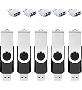 5 Pack 128GB USB Flash Drive with Type C Adapter and Storage Box USB 2.0 High Speed Metal Pen Dri...