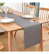 Farmhouse Rustic Table Runner Grey Faux Linen Double Layer Table Runners Thick Reversible Table R...