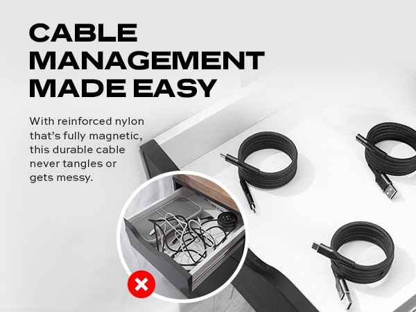 statik magstack charging cable USB A to USBC USB C USB-C magnetic coil organization organizing data